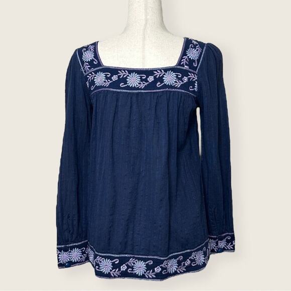 NWT | What Comes Around Goes Around | Embroidered Blouse | Blue | XS - Picture 2 of 11